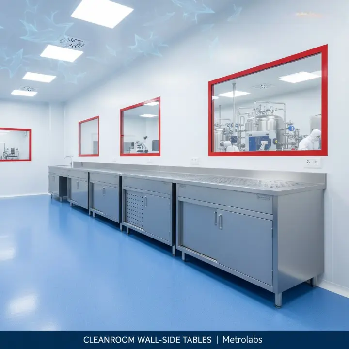 Metrolabs Wall-Side Cleanroom Work Table – SS 304/316L, Zero-Ledge Design