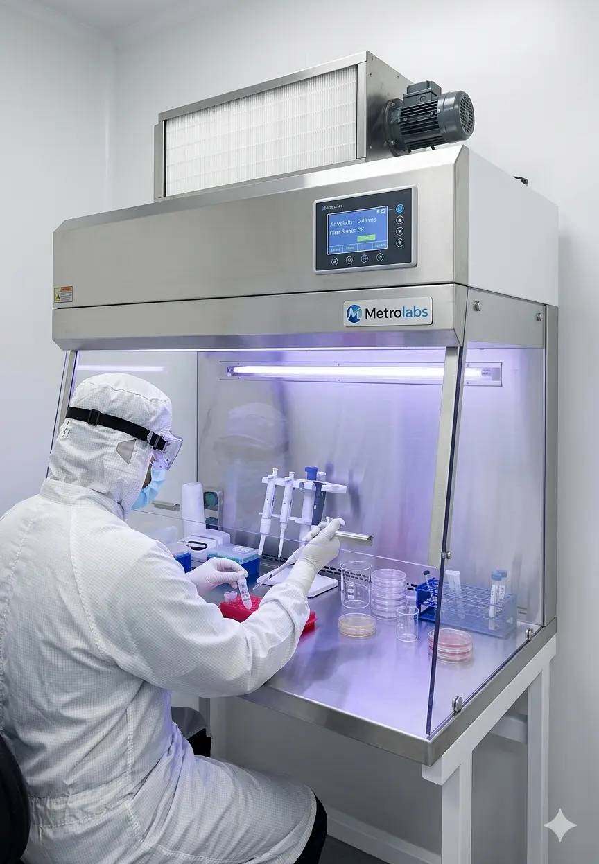 Metrolabs Biosafety Cabinet Class II installed in microbiology laboratory
