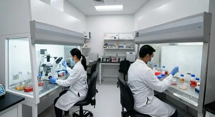 Metrolabs LAF unit – bench-top model, transparent side panels, work surface illumination, microprocessor controller