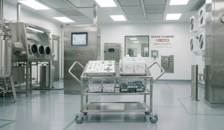 Metrolabs Material Transfer Cart – wafer pod FOUP transport, semiconductor cleanroom